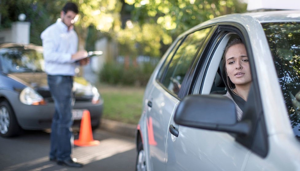 teenage girl during driving license test
